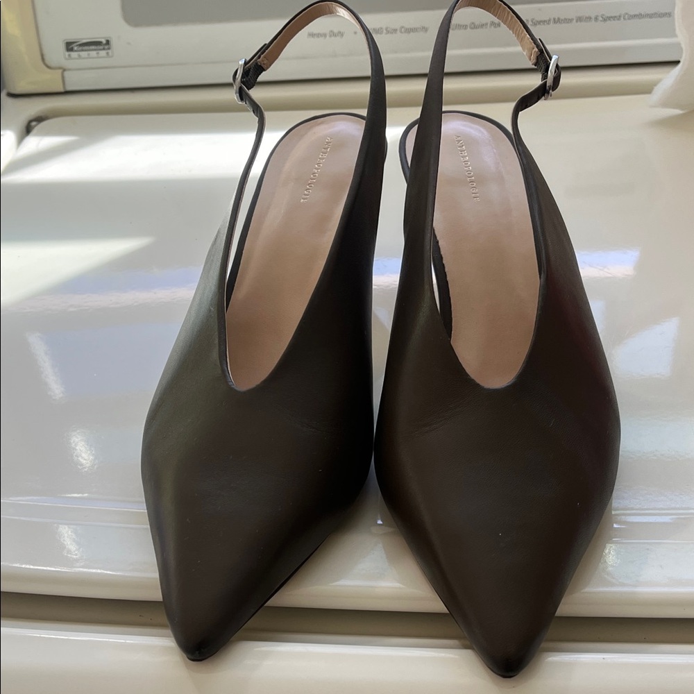 Anthropologie Dark Brown Slingback Heels